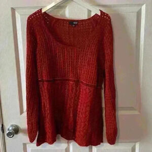3/$20 A.n.a red cable knit sweater with a velvet detail.
